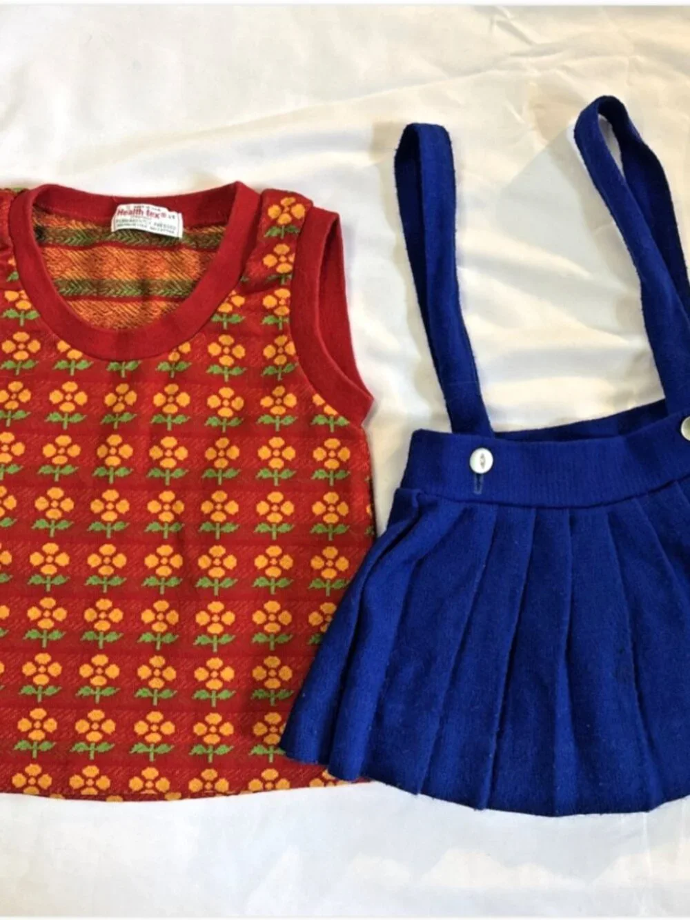 Vtg Health-Tex Girls Clothes 3T 3 Outfits 70s Skirt Bell Bottoms Hearts Flowers